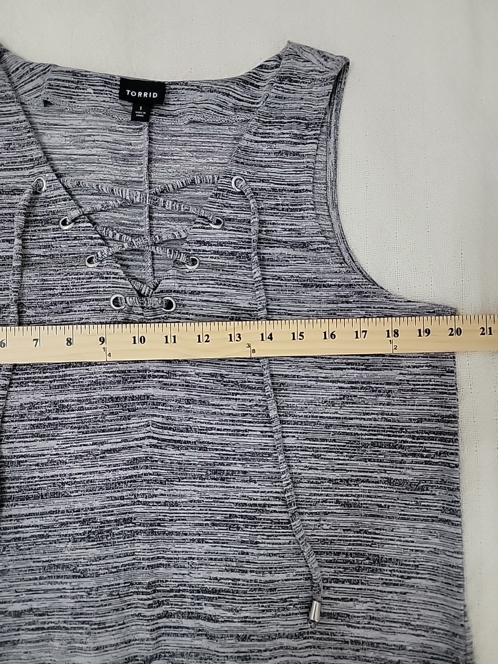 Torrid Size 1X Gray Space Dye V- Neck Knit Lace Up Neck Sleeveless Shift Dress 1 - Picture 6 of 8